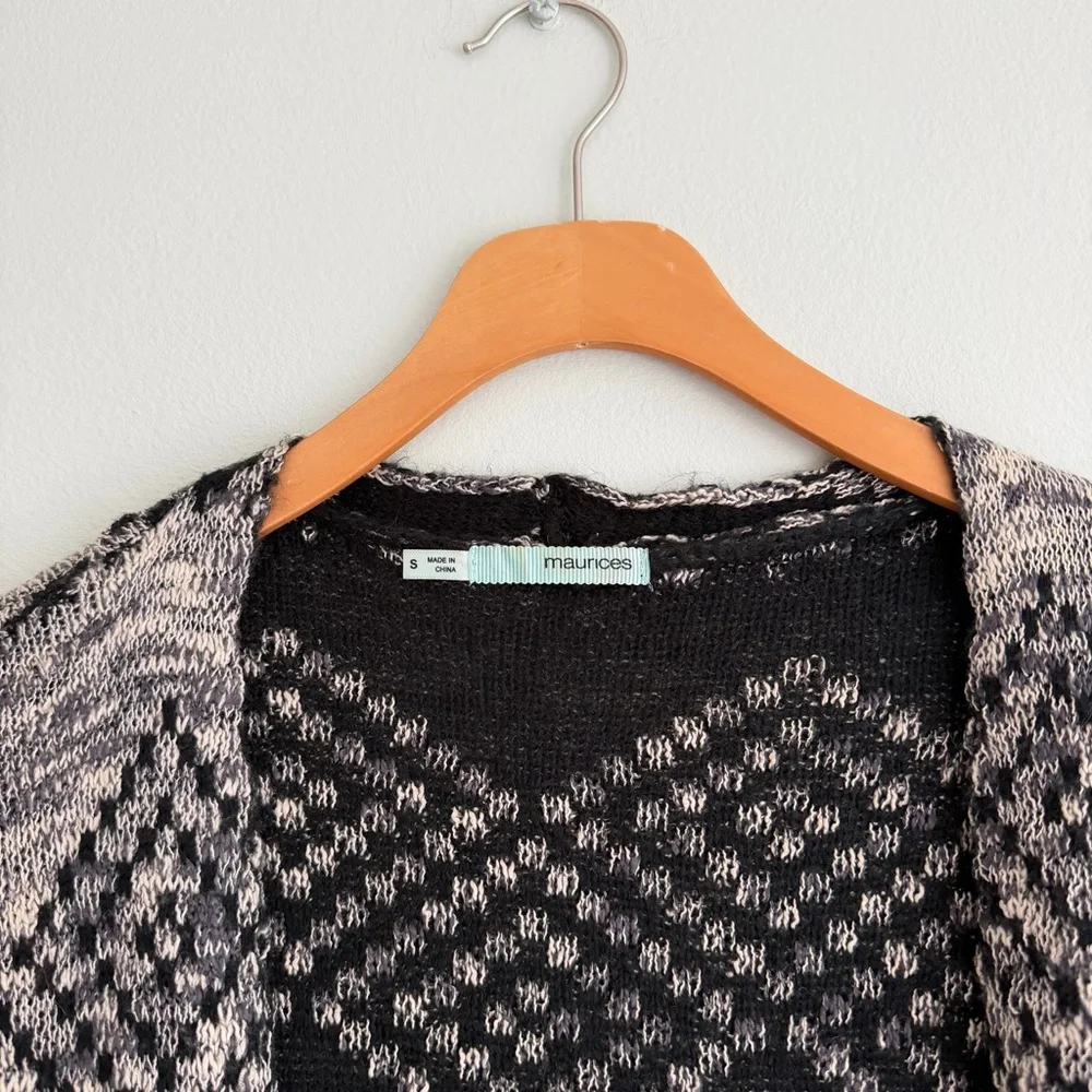 Maurices Southwestern Open Front Long Cardigan Size S